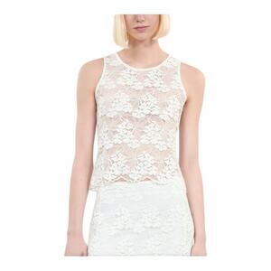 The Kooples Stretch Lace Fitted Tank Top Off White Round Neck Women’s Size 1 NWT